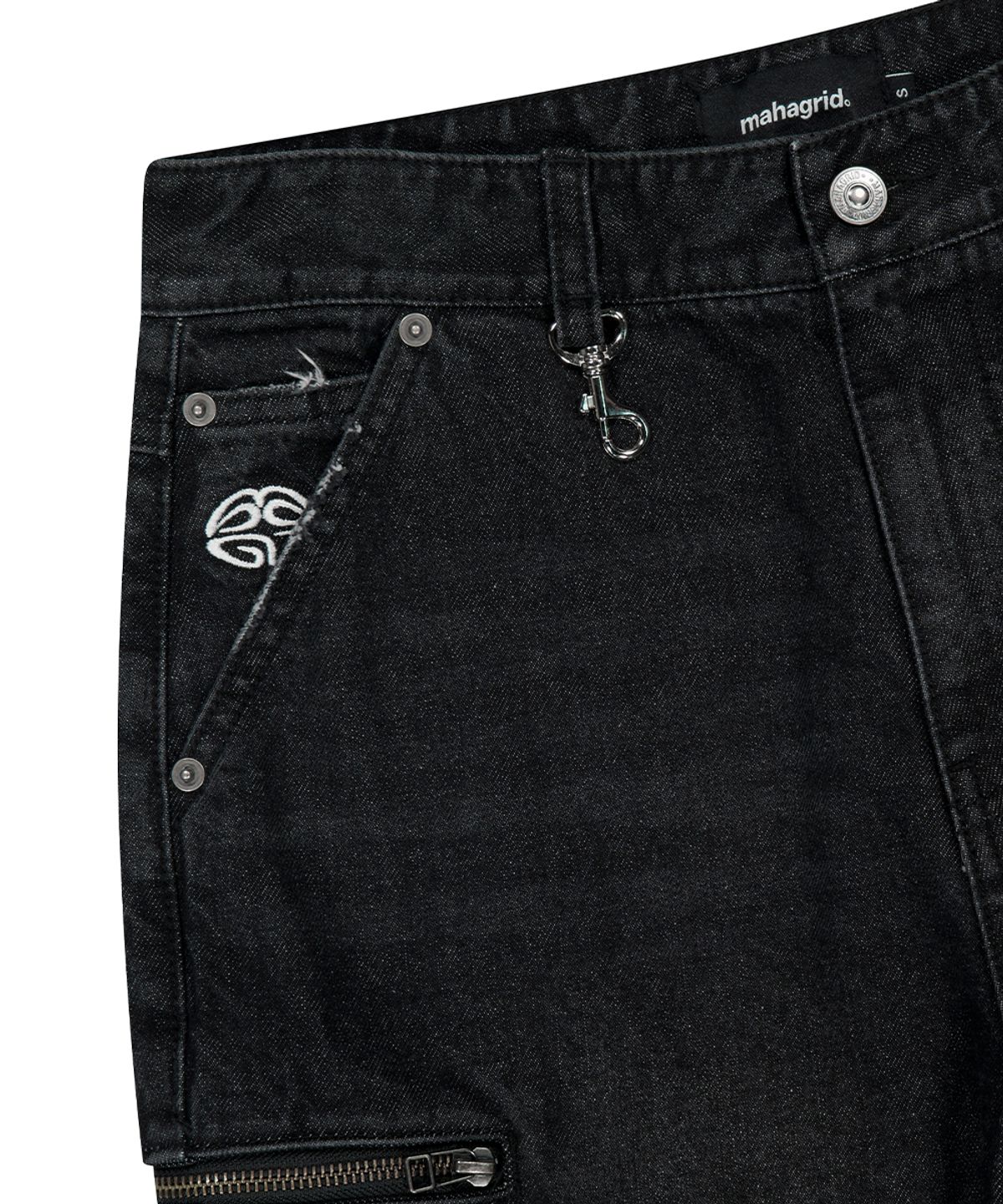 마하그리드(MAHAGRID) WASHED ZIP CARGO DENIM PANT BLACK(MG2EFMD110A)