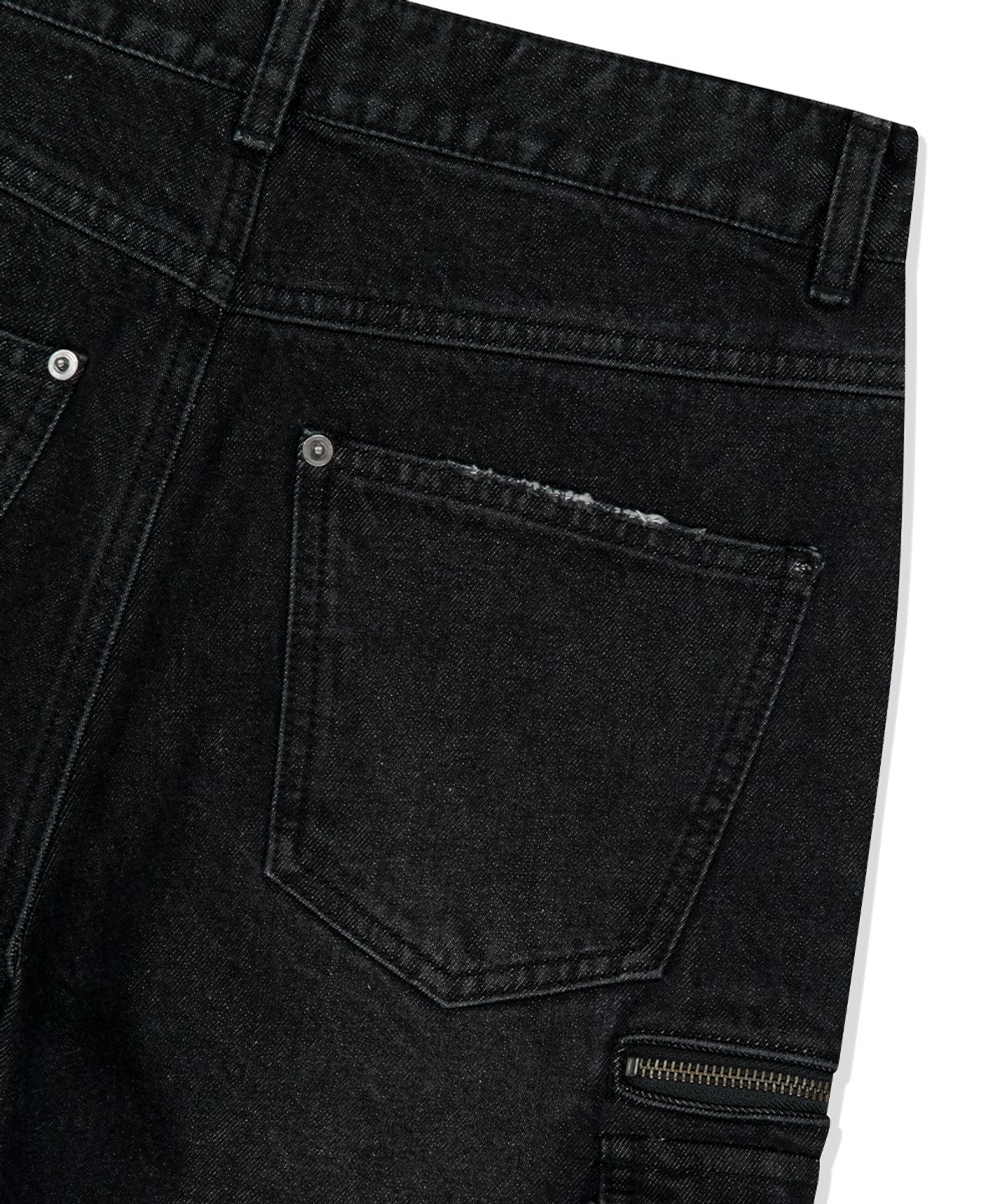 마하그리드(MAHAGRID) WASHED ZIP CARGO DENIM PANT BLACK(MG2EFMD110A)