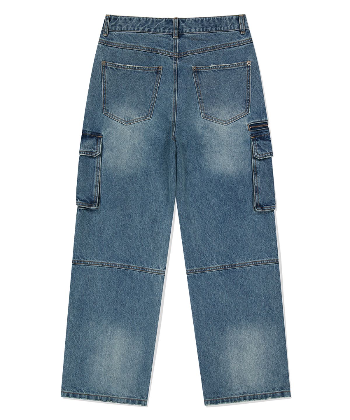 마하그리드(MAHAGRID) WASHED ZIP CARGO DENIM PANT BLUE(MG2EFMD110A)