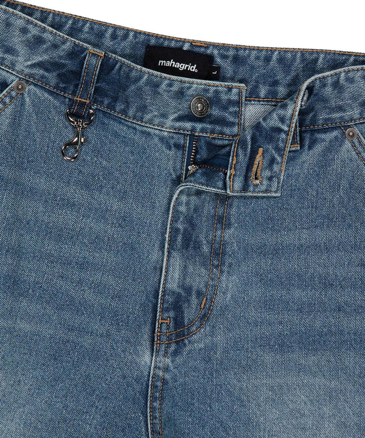 마하그리드(MAHAGRID) WASHED ZIP CARGO DENIM PANT BLUE(MG2EFMD110A)