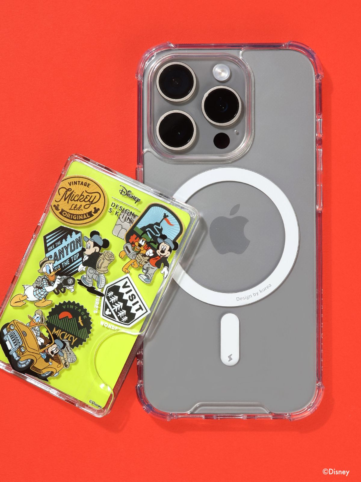 디자인스킨(DESIGNSKIN) 디즈니 맥세이프 카드 포켓 - 캠핑카 미키패밀리