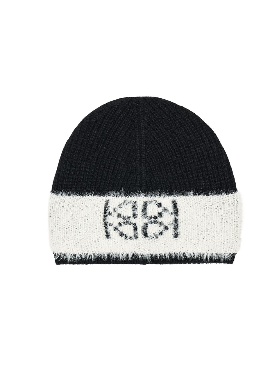 MUSINSA公式 | KIJUN Emblem Knit Beanie UNISEX Black Ivory
