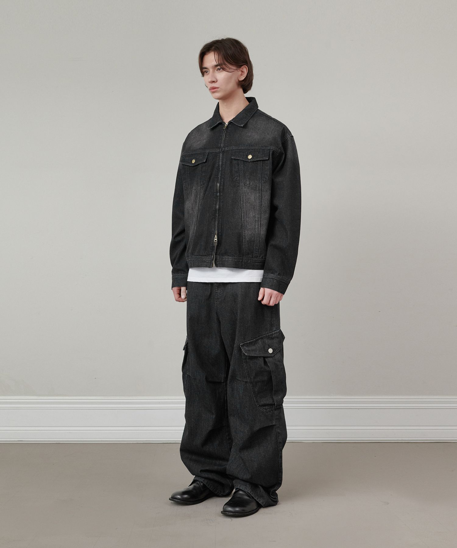 MUSINSA公式 | GLW Vintage Washed Denim Jacket Black