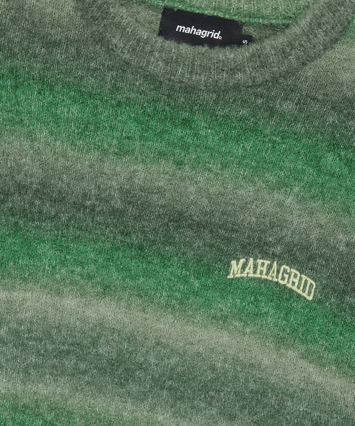 마하그리드(MAHAGRID) VARSITY LOGO GRADATION KNIT SWEATER GREEN(MG2EFMK606A)