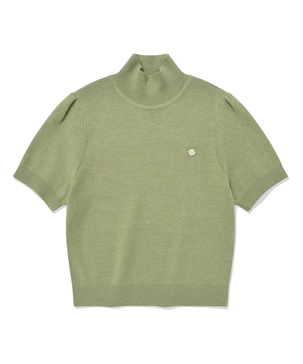커버낫 우먼(COVERNAT WOMAN) 우먼 터틀넥 퍼프 슬리브 하프 니트 Light Green