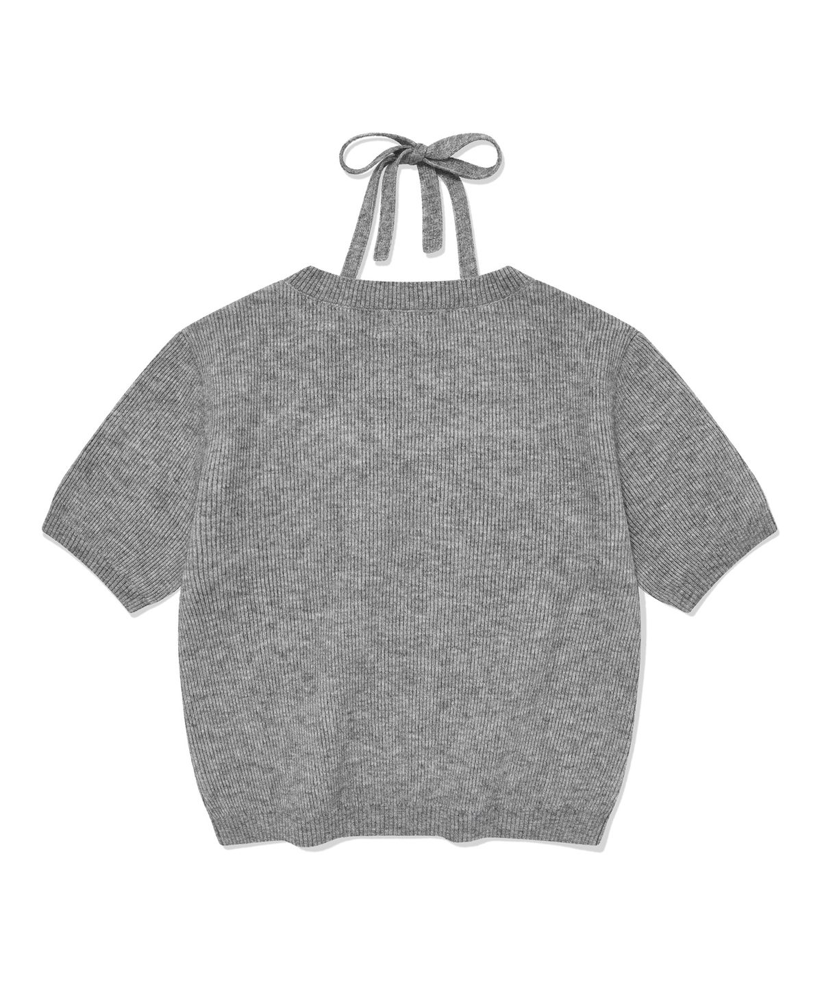 커버낫 우먼(COVERNAT WOMAN) 우먼 홀터넥 크롭 하프 니트 Heather Gray