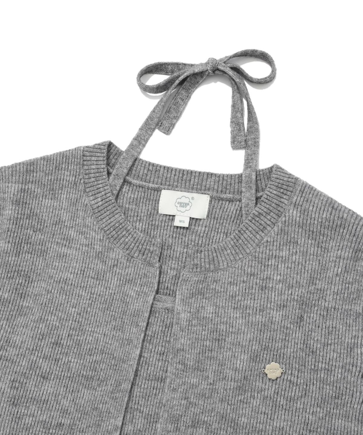 커버낫 우먼(COVERNAT WOMAN) 우먼 홀터넥 크롭 하프 니트 Heather Gray