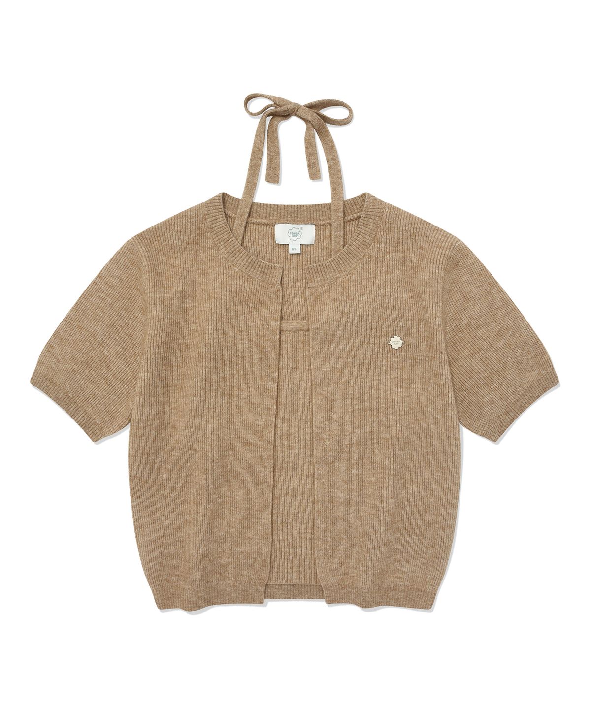 커버낫 우먼(COVERNAT WOMAN) 우먼 홀터넥 크롭 하프 니트 Beige