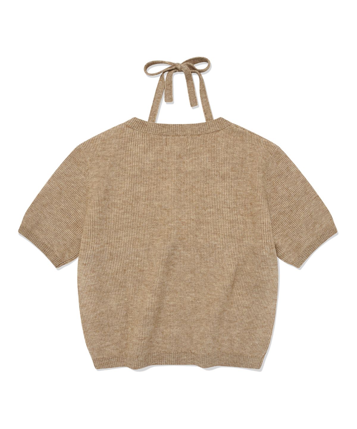 커버낫 우먼(COVERNAT WOMAN) 우먼 홀터넥 크롭 하프 니트 Beige