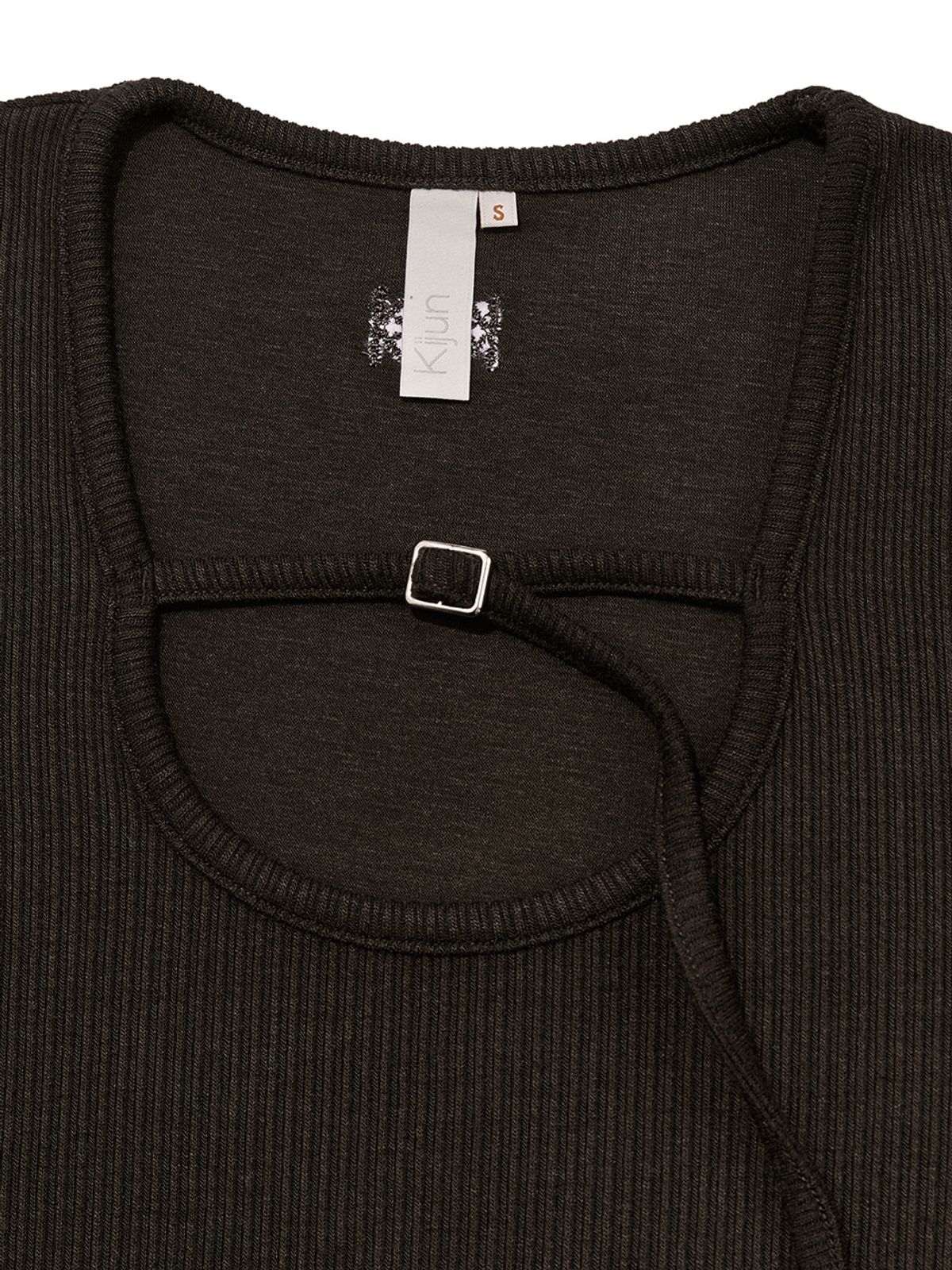 기준(KIJUN) Belted U-Neck Top Dark Brown