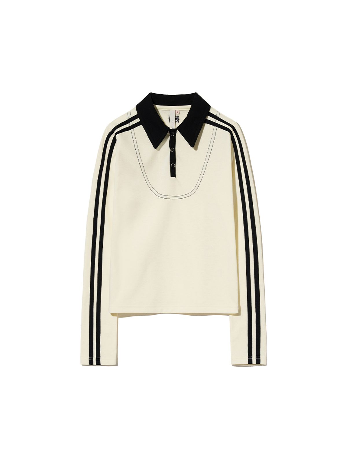기준(KIJUN) Football Long Sleeve Jersey Polo Ivory Black