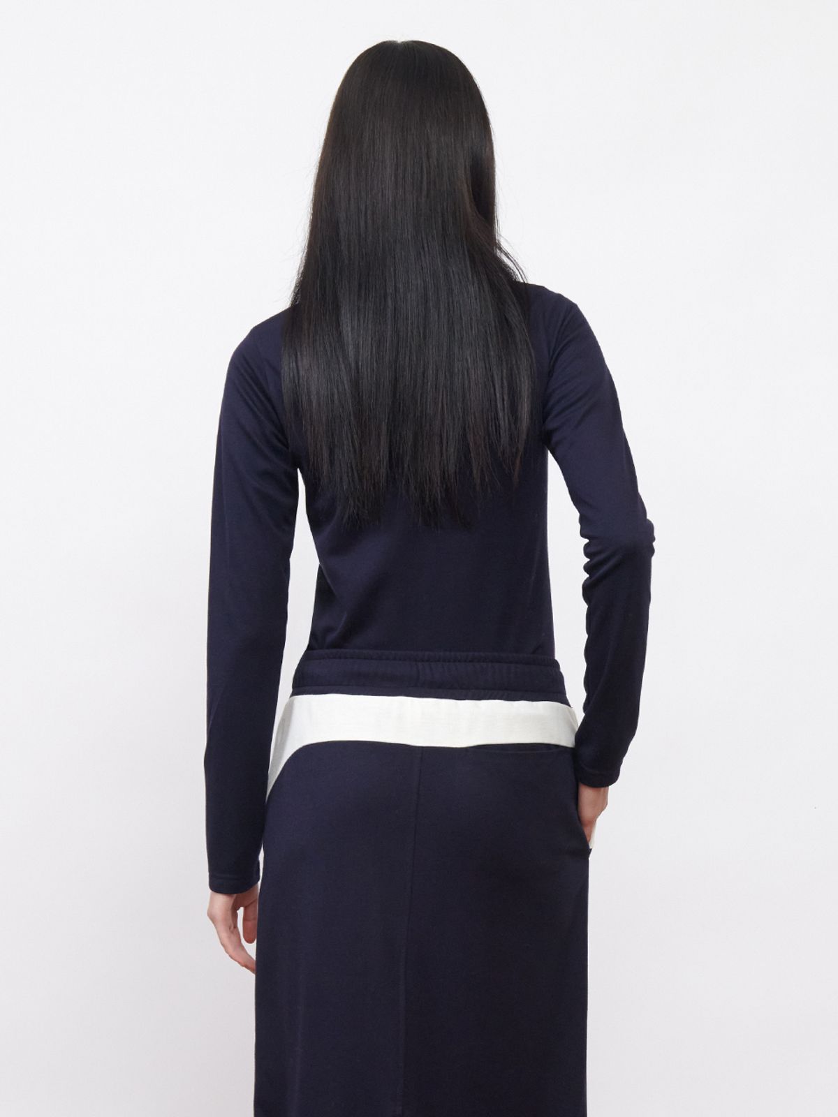 기준(KIJUN) Football Long Sleeve Jersey Polo Navy Ivory