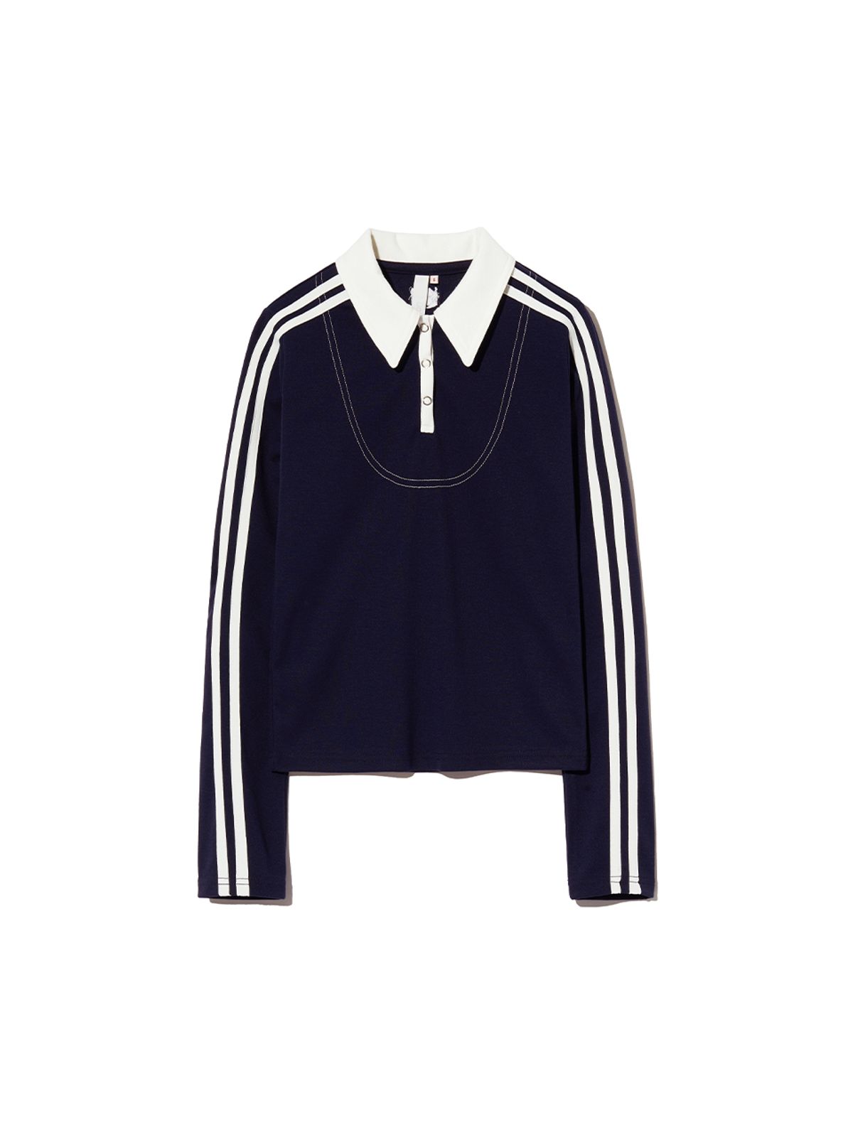 기준(KIJUN) Football Long Sleeve Jersey Polo Navy Ivory