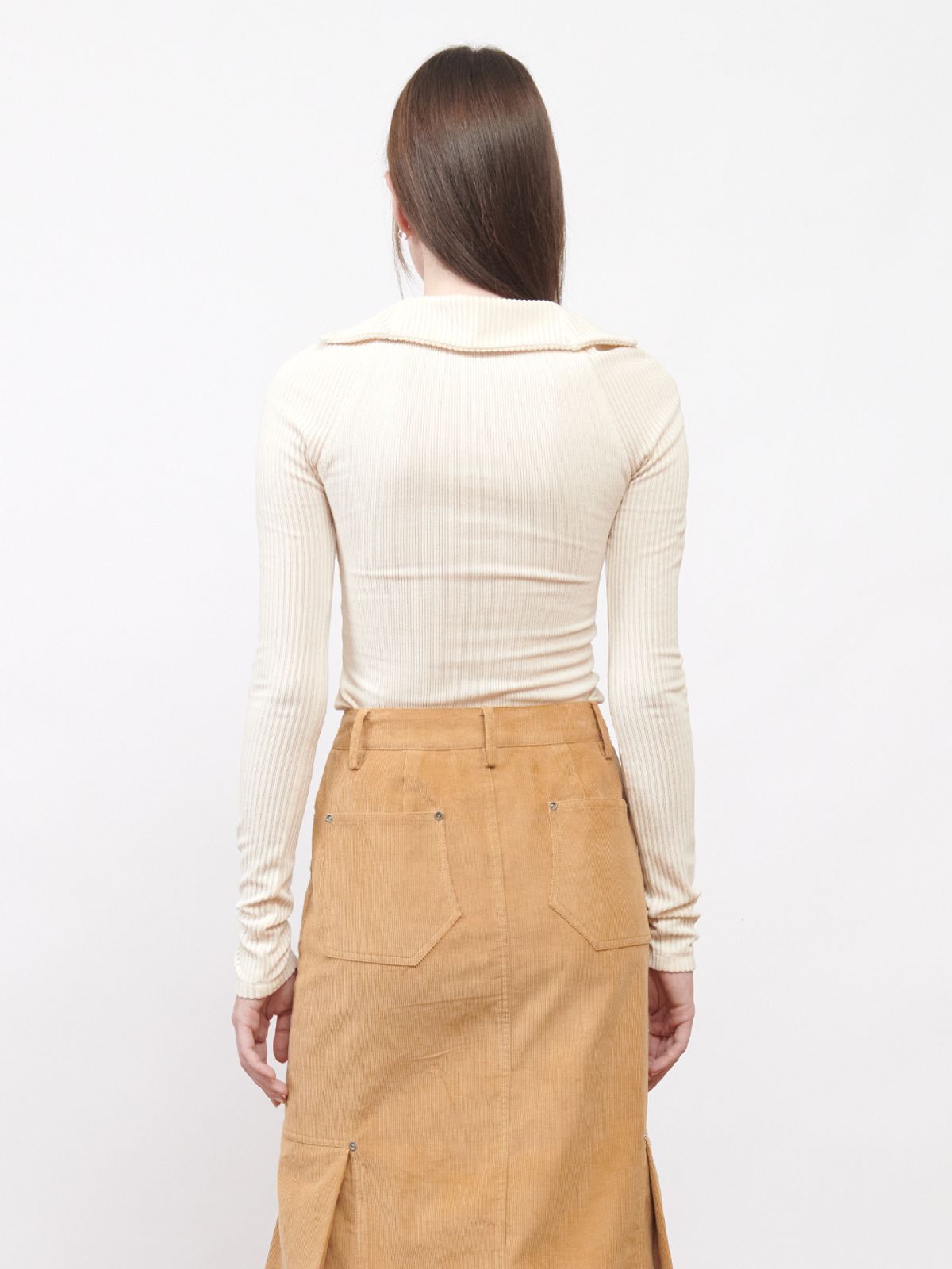 기준(KIJUN) Corduroy Half Zip-Up Top Ivory