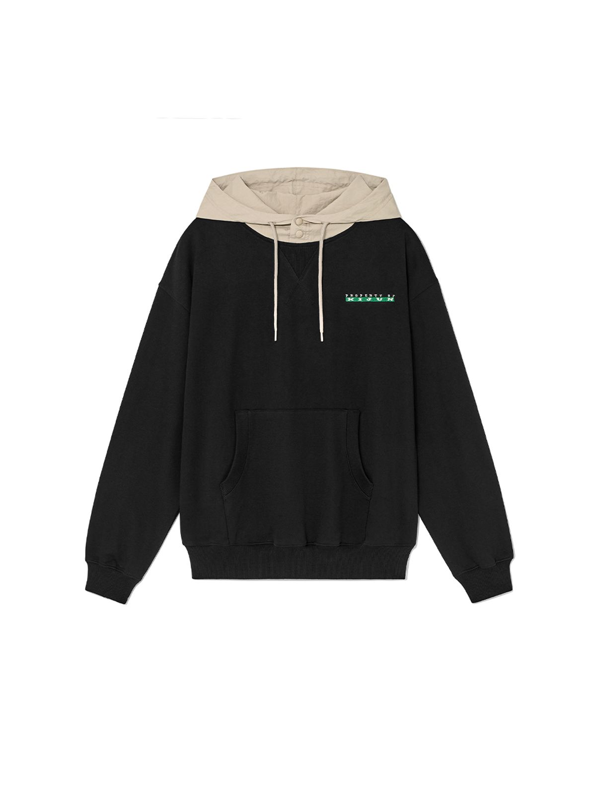 기준(KIJUN) Logo ALVY Hoodie UNISEX Black Beige