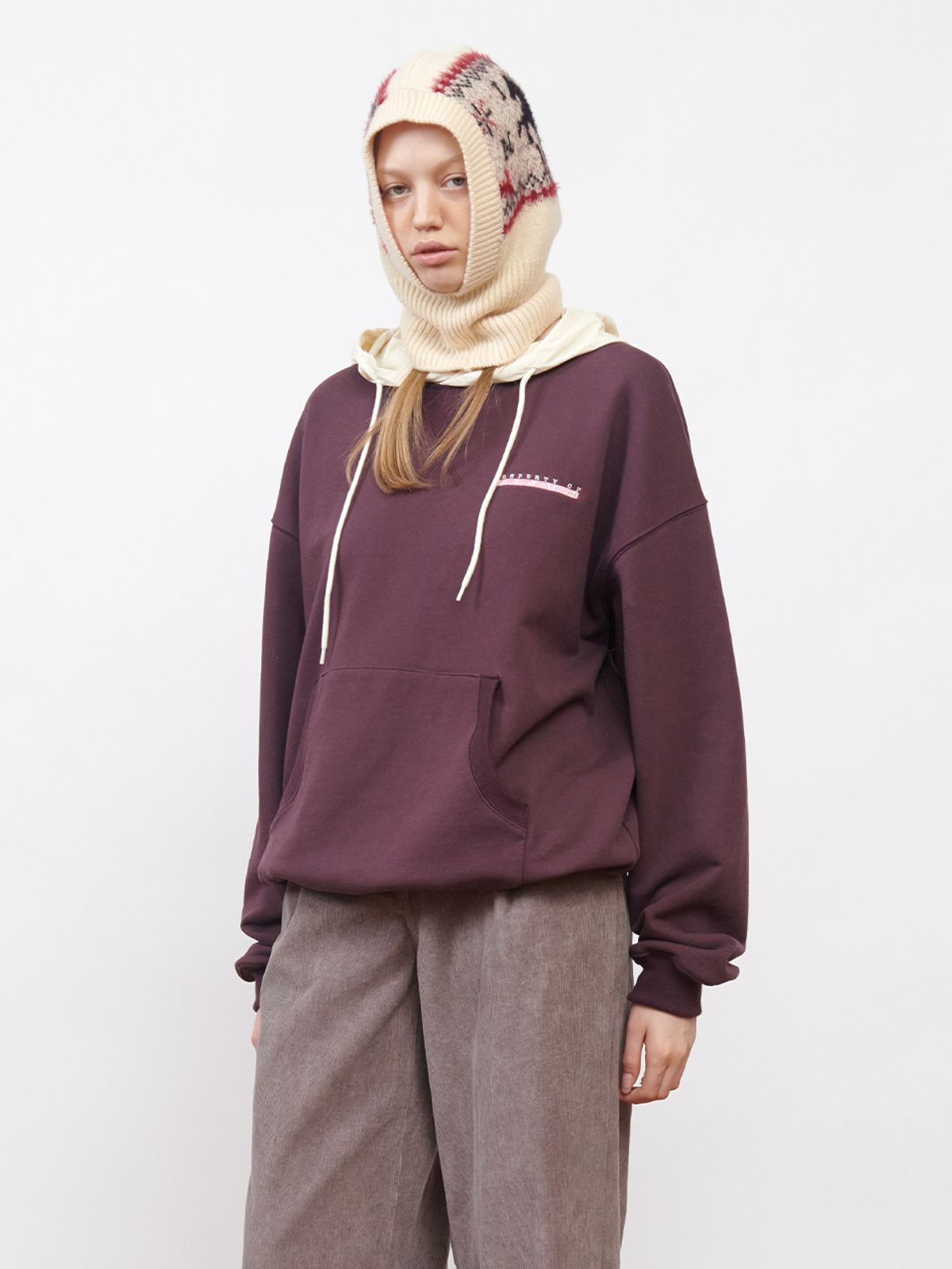 기준(KIJUN) Logo ALVY Hoodie UNISEX Burgundy Ivory