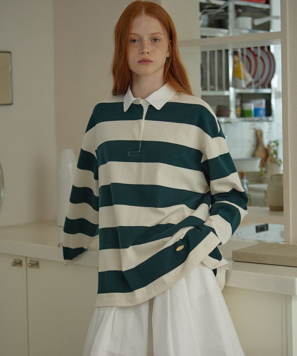 엽페(YUPPE) LONG STRIPE T-SHIRT_GREEN