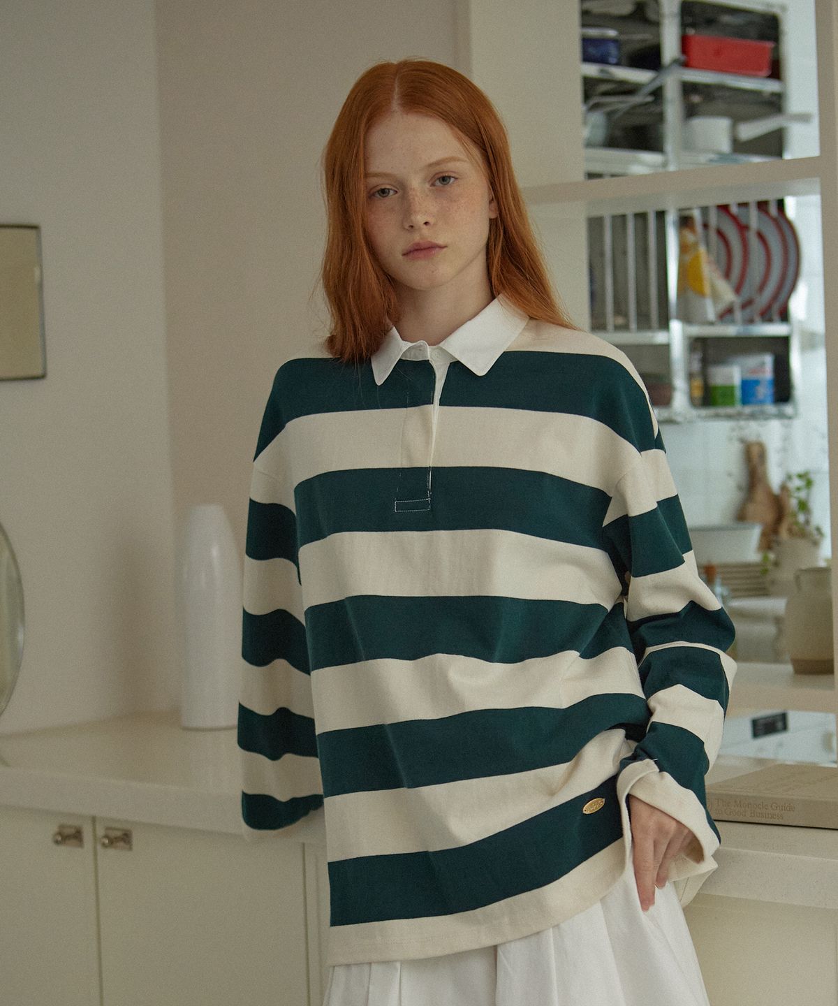 엽페(YUPPE) LONG STRIPE T-SHIRT_GREEN