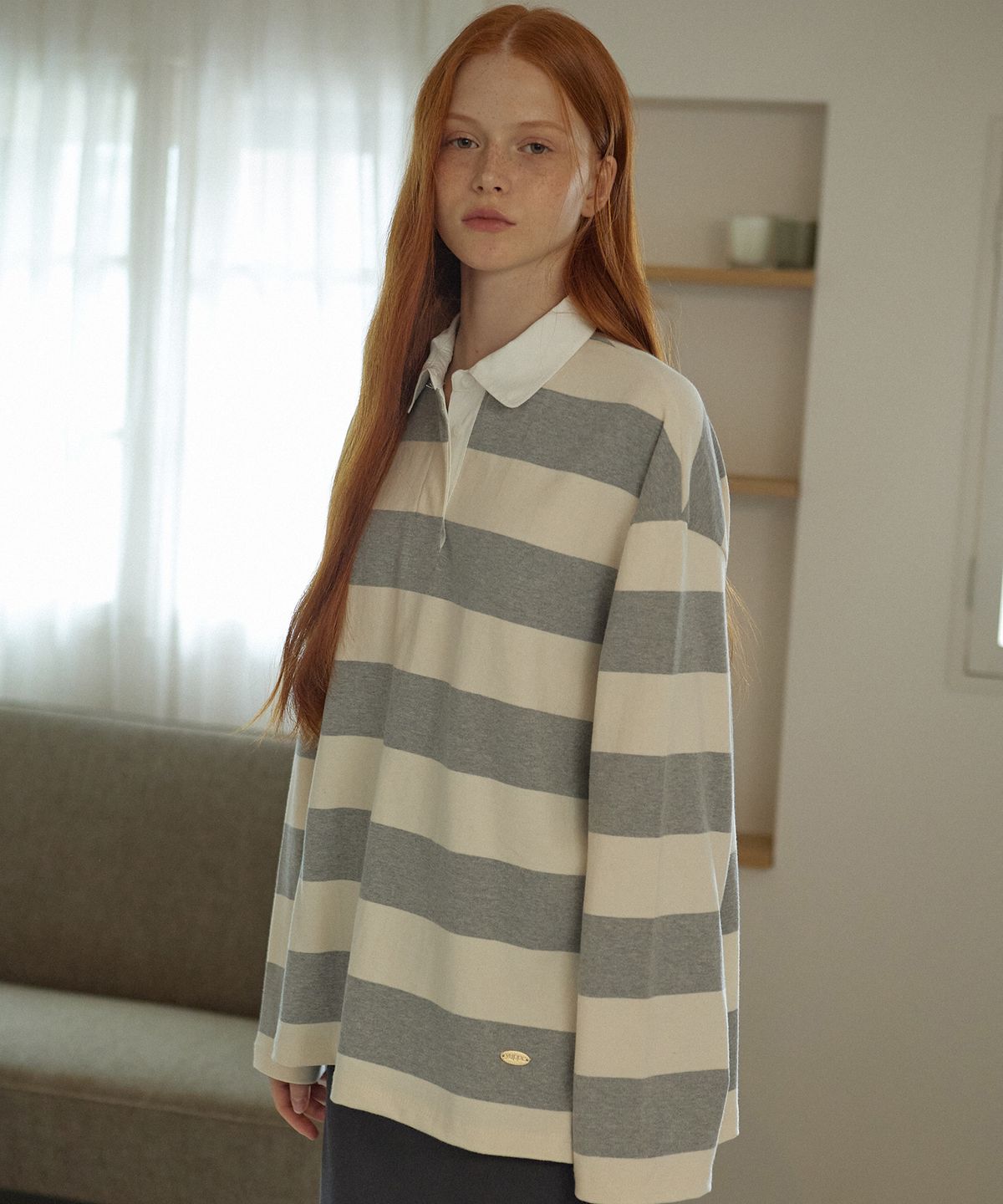 엽페(YUPPE) LONG STRIPE T-SHIRT_GRAY