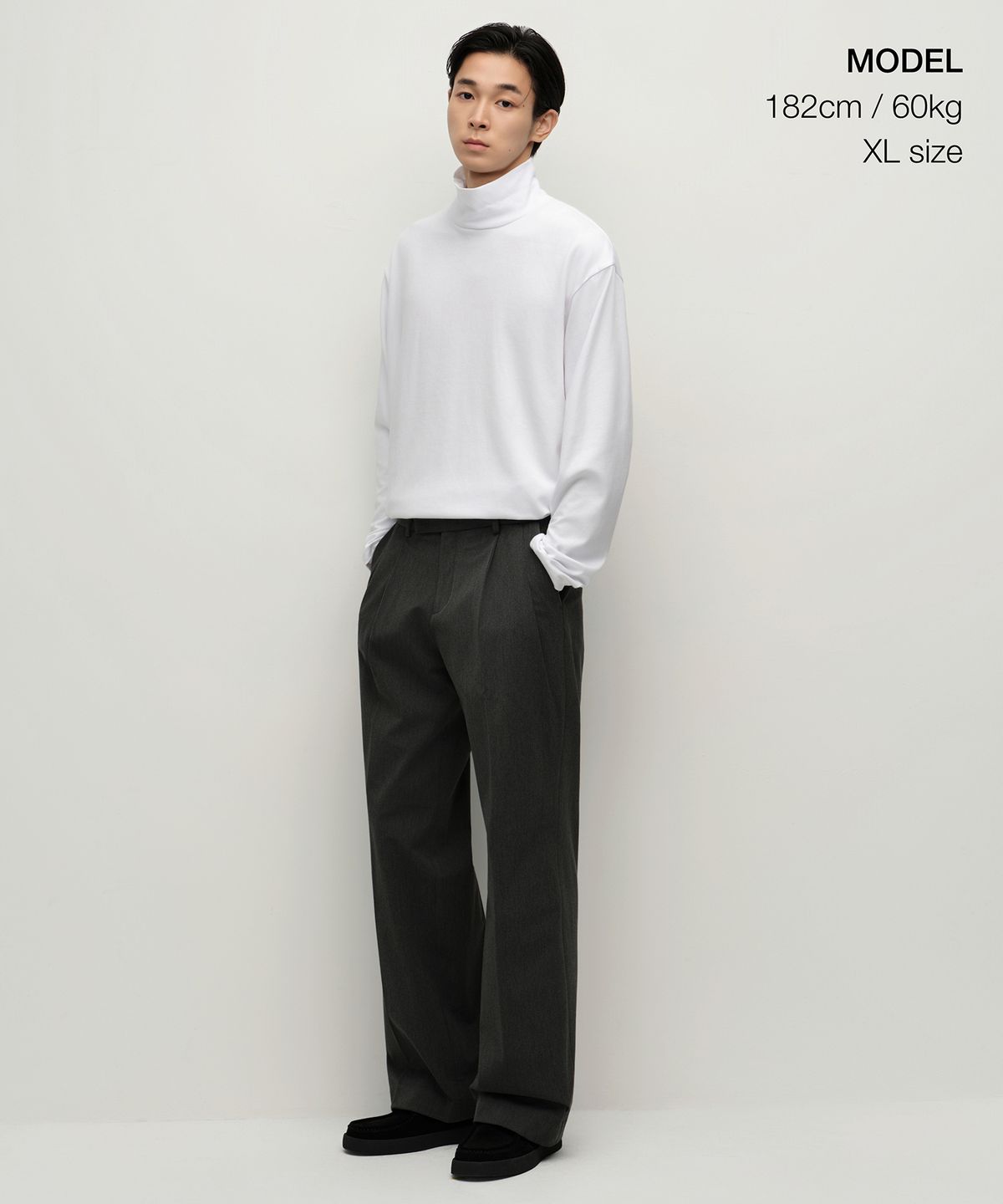 무신사 스탠다드(MUSINSA STANDARD) [힛탠다드] 터틀 넥 긴소매 티셔츠 [화이트]