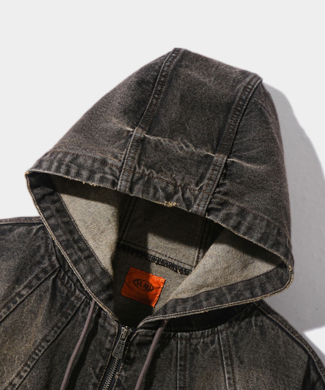 ジャケットその他 DIMITRI BLACK VLAD Washed Denim Biker Jacket Yellow Washing Flesh & Hide F&H Men's Distressed Black and Yellow Colossus