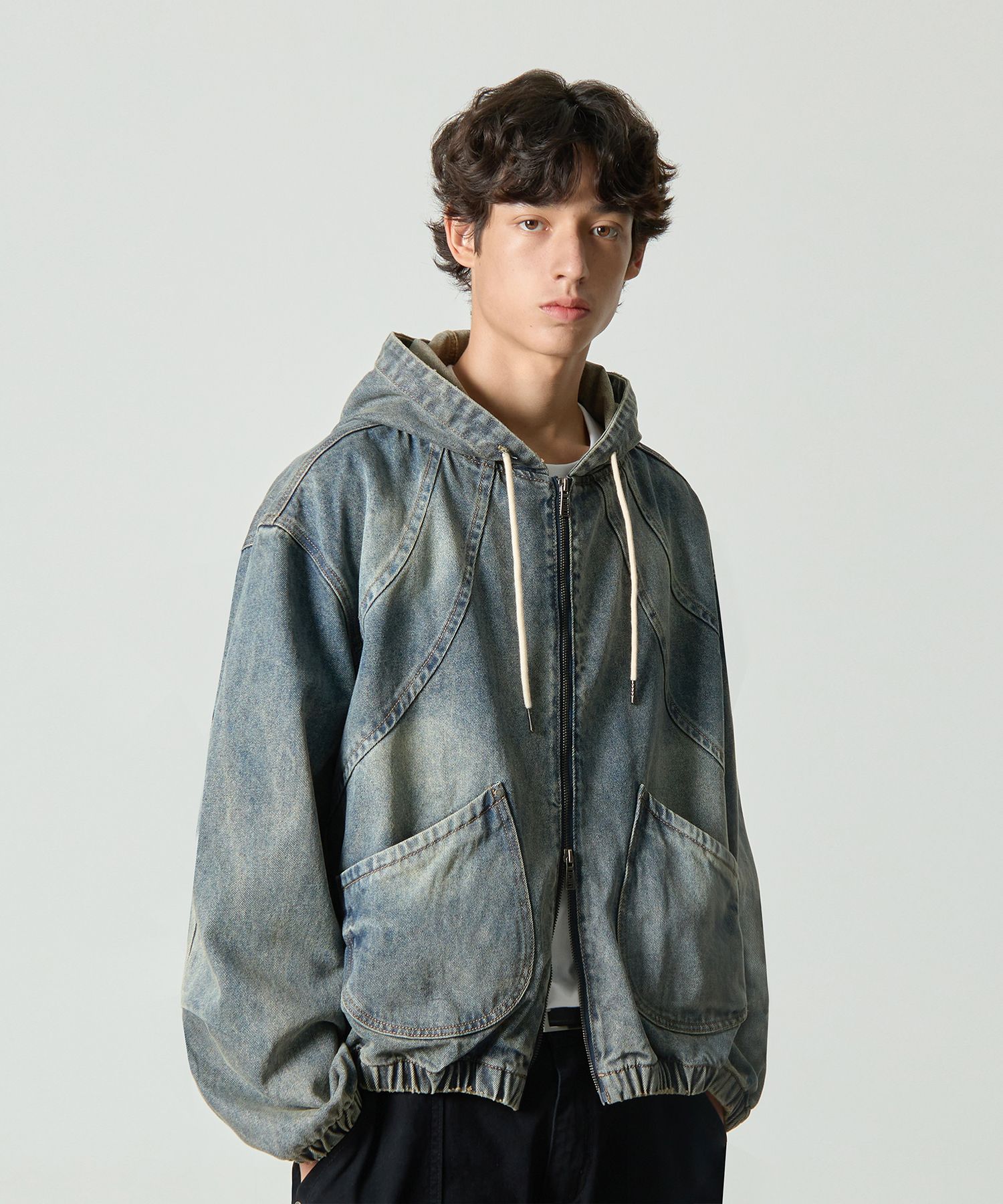 MUSINSA | DIMITRI BLACK VLAD Washed Slash Denim Hooded
