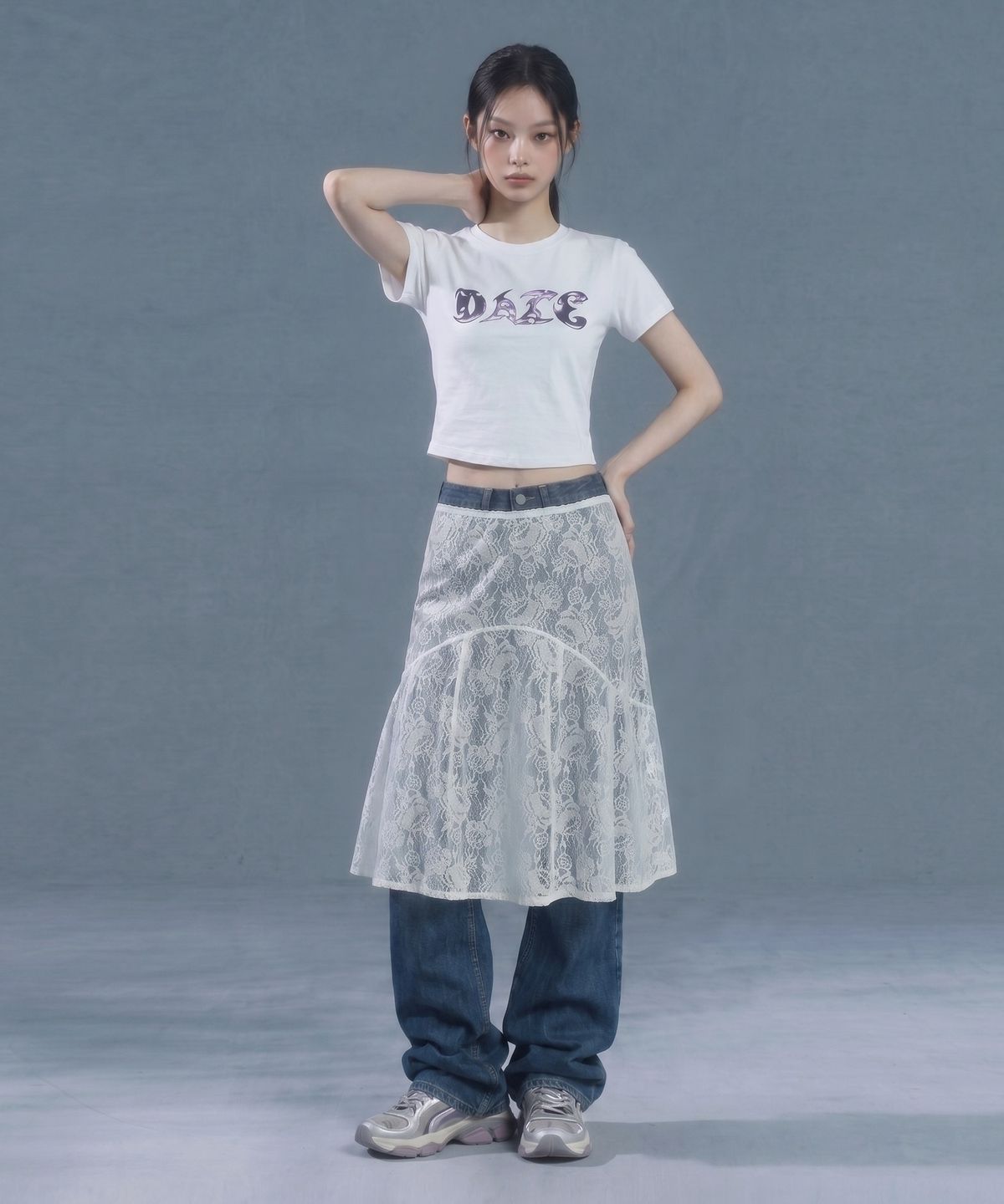 인어데이즈(INADAZE) 데이즈 로고 크롭 반팔 (화이트)