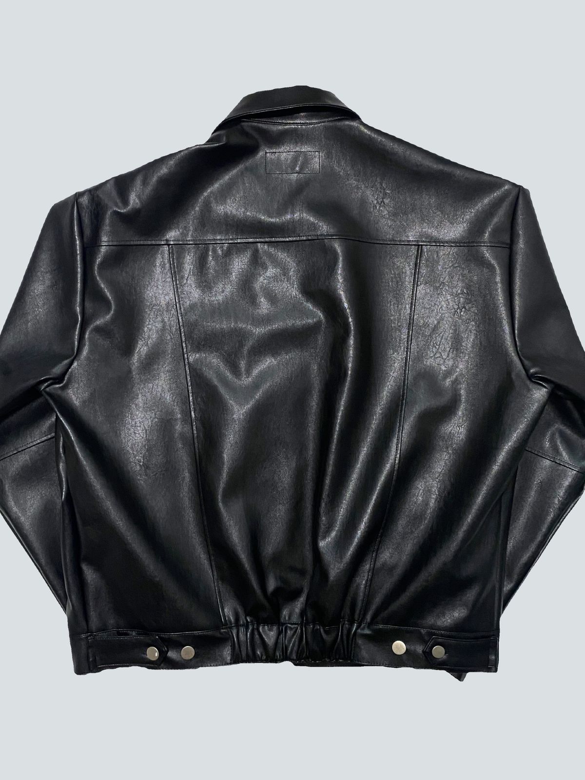 오버더와르(OVERTHEOIR) leather detail wide rider jacket black