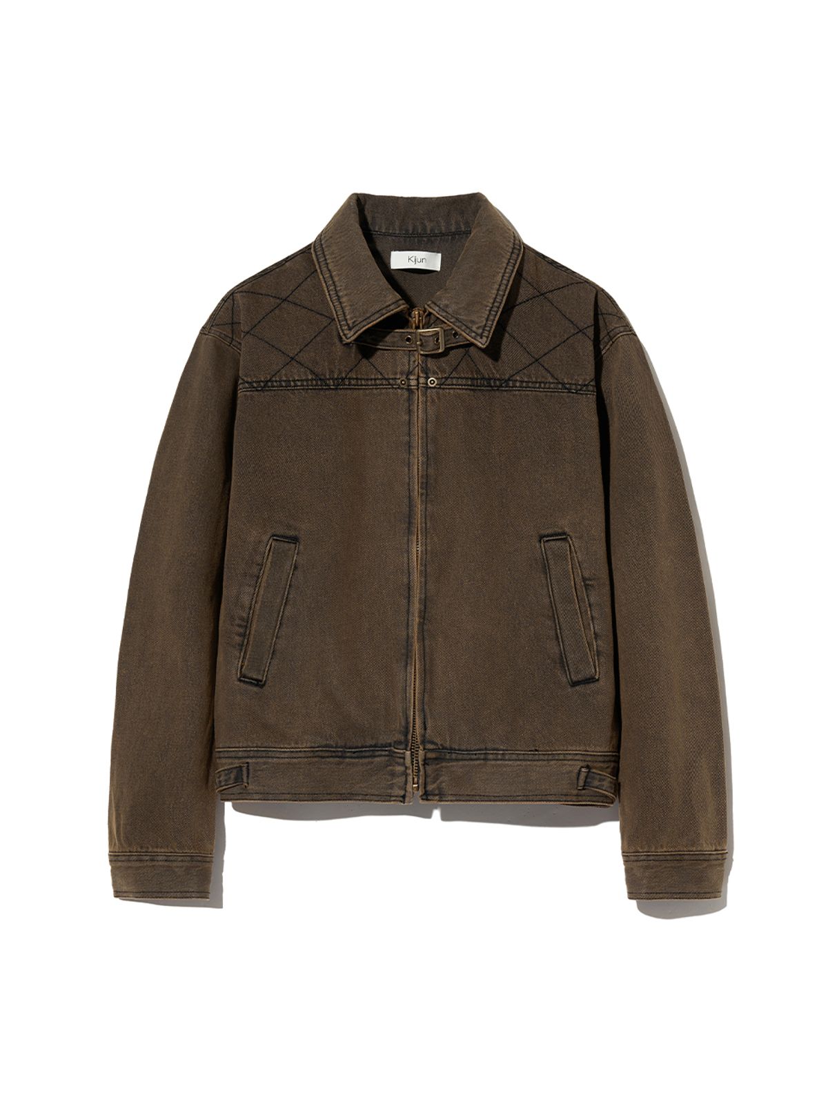 기준(KIJUN) Stitched Denim Jacket Charcoal Brown