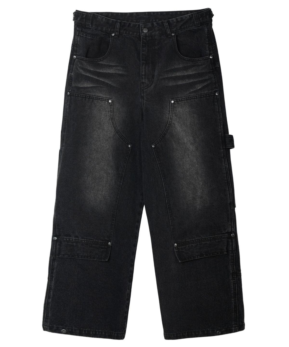 아이돈워너셀(IDWS) Overlap Carpenter Denim Pants Black