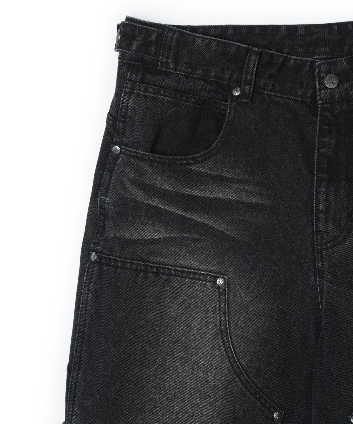 아이돈워너셀(IDWS) Overlap Carpenter Denim Pants Black