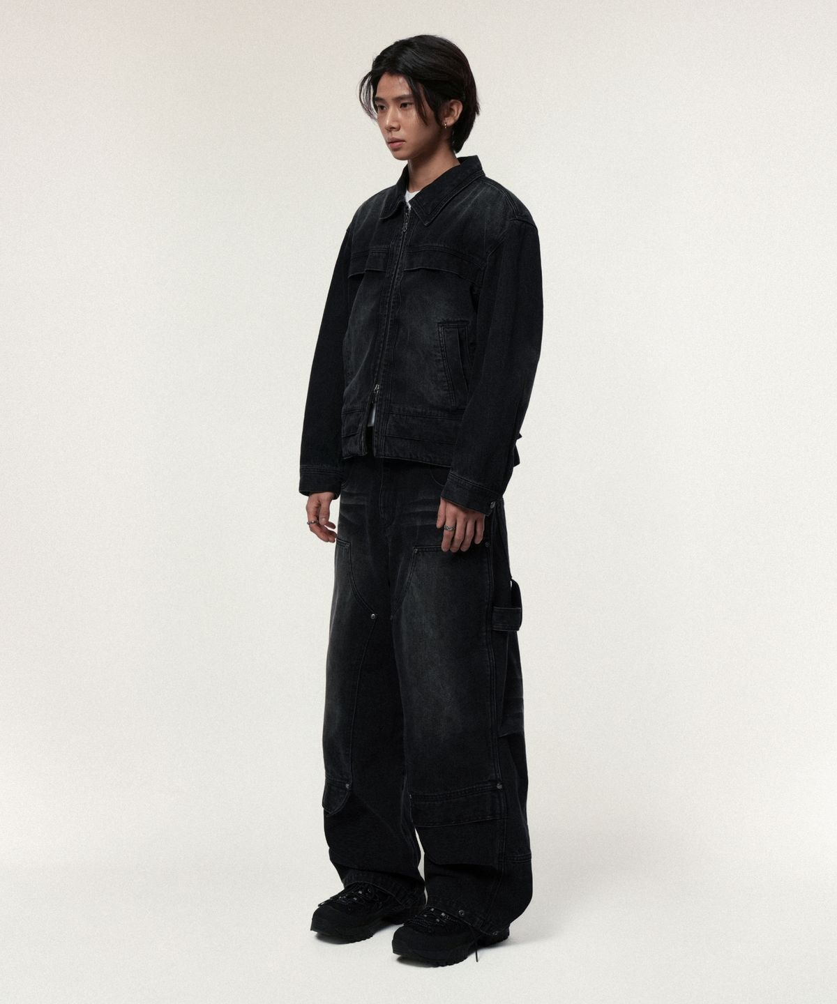 아이돈워너셀(IDWS) Overlap Carpenter Denim Pants Black