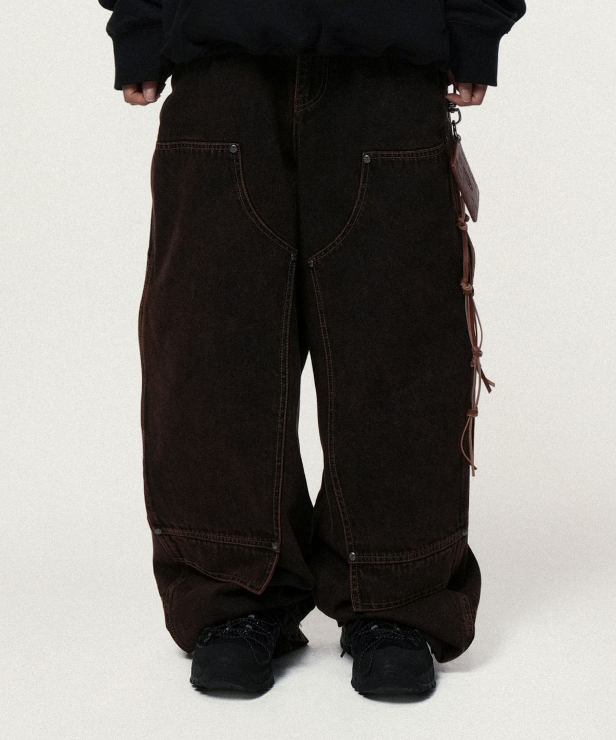 아이돈워너셀(IDWS) Overlap Carpenter Denim Pants Brown