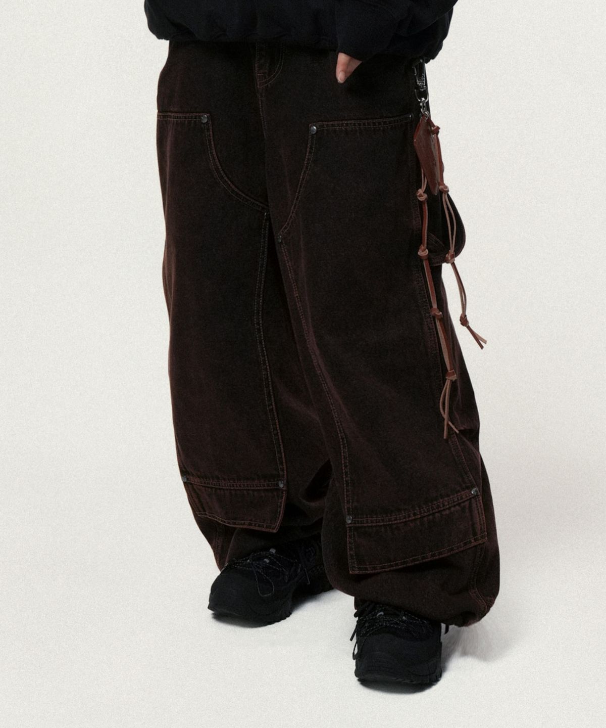 아이돈워너셀(IDWS) Overlap Carpenter Denim Pants Brown