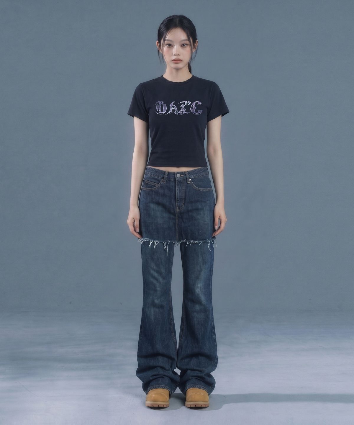 인어데이즈(INADAZE) 데이즈 로고 크롭 반팔 (블랙)