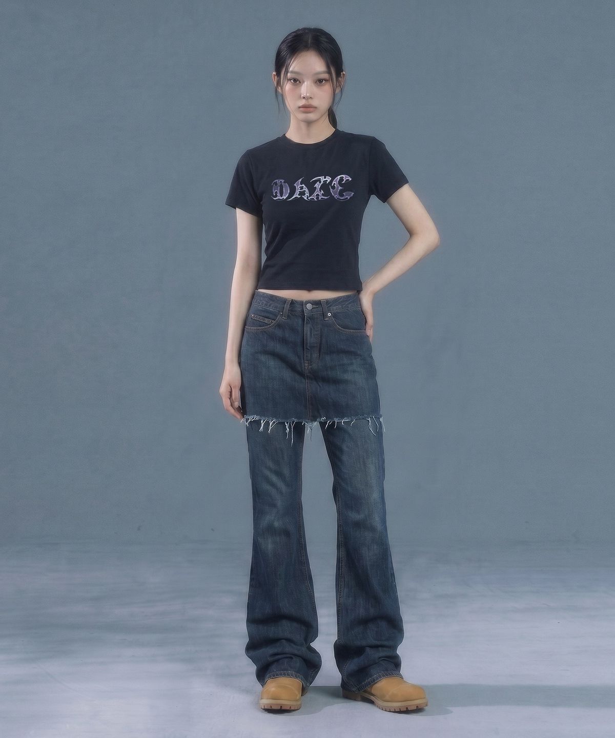 인어데이즈(INADAZE) 데이즈 로고 크롭 반팔 (블랙)