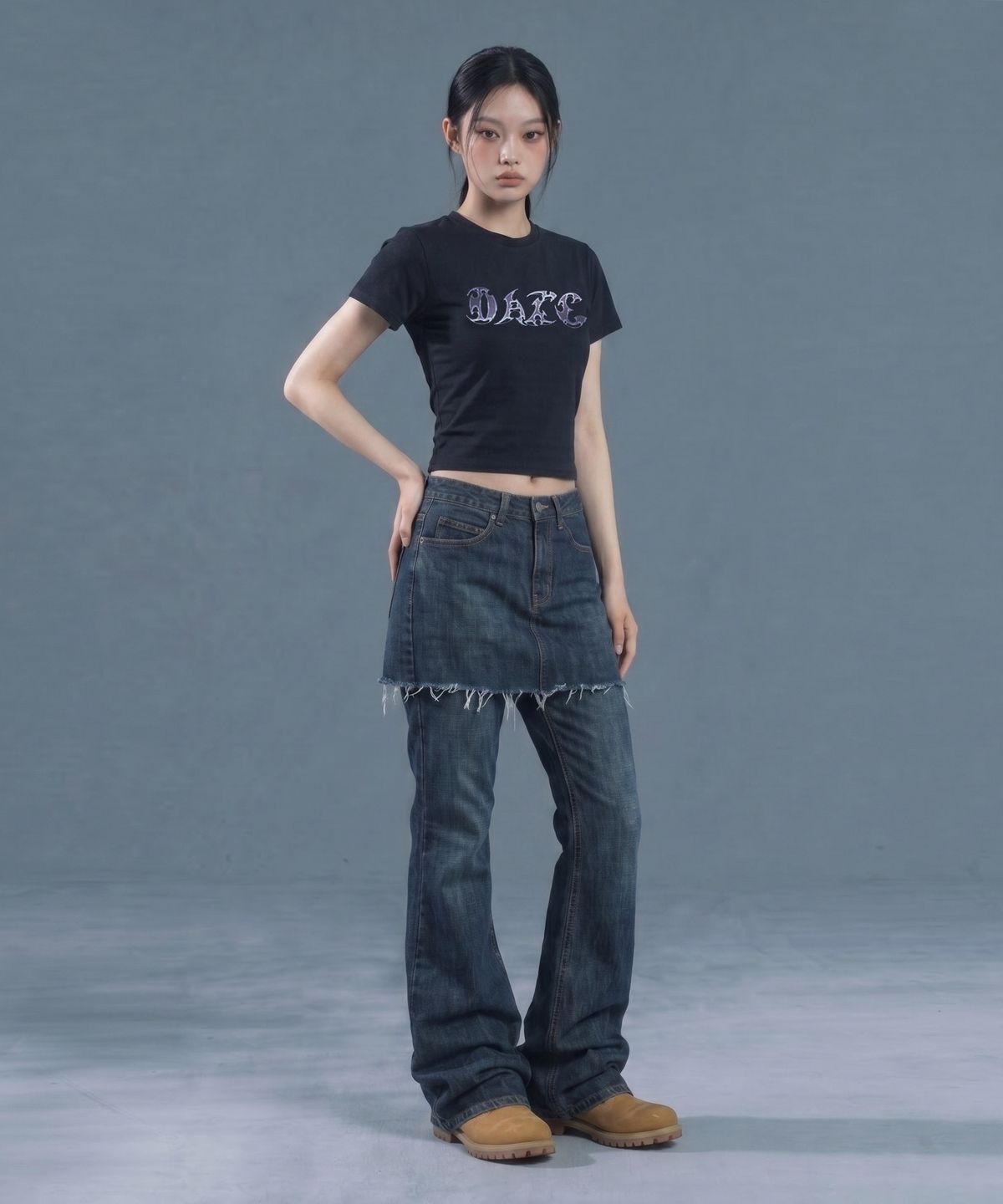 인어데이즈(INADAZE) 데이즈 로고 크롭 반팔 (블랙)