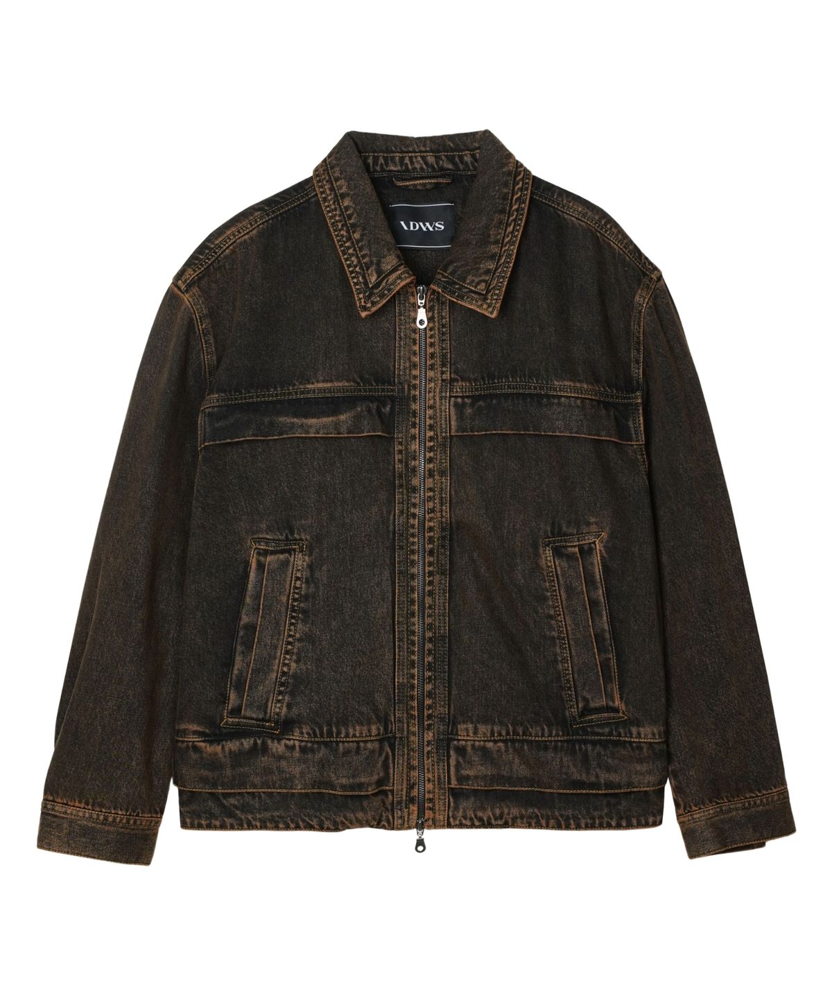 아이돈워너셀(IDWS) Overlap Denim Zip Up Jacket Brown