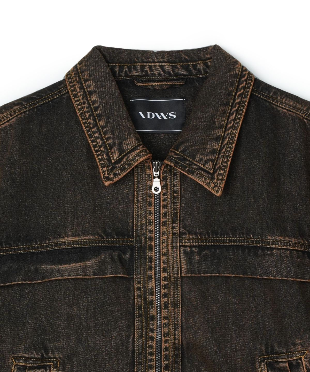 아이돈워너셀(IDWS) Overlap Denim Zip Up Jacket Brown