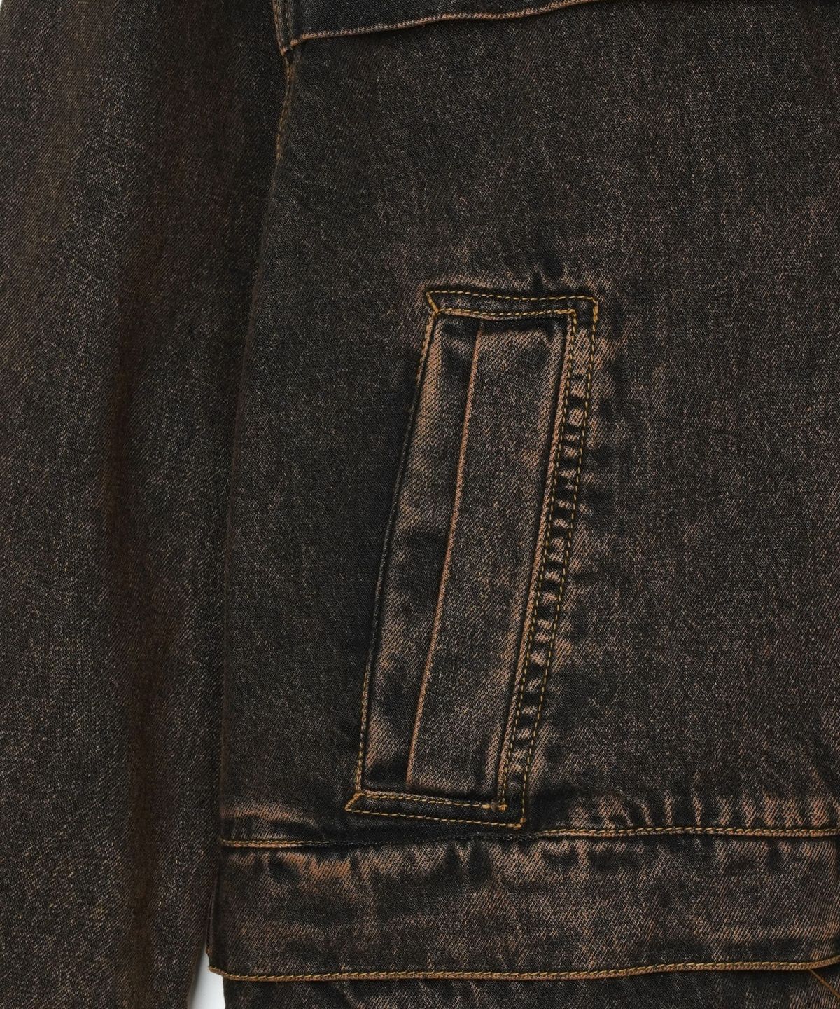 아이돈워너셀(IDWS) Overlap Denim Zip Up Jacket Brown