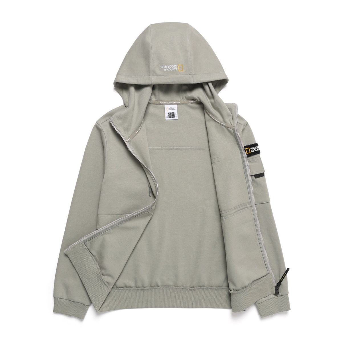 내셔널지오그래픽(NATIONALGEOGRAPHIC) N243UFT920 슐리언 소매포켓 트레이닝 후드 집업 AGATE GREY