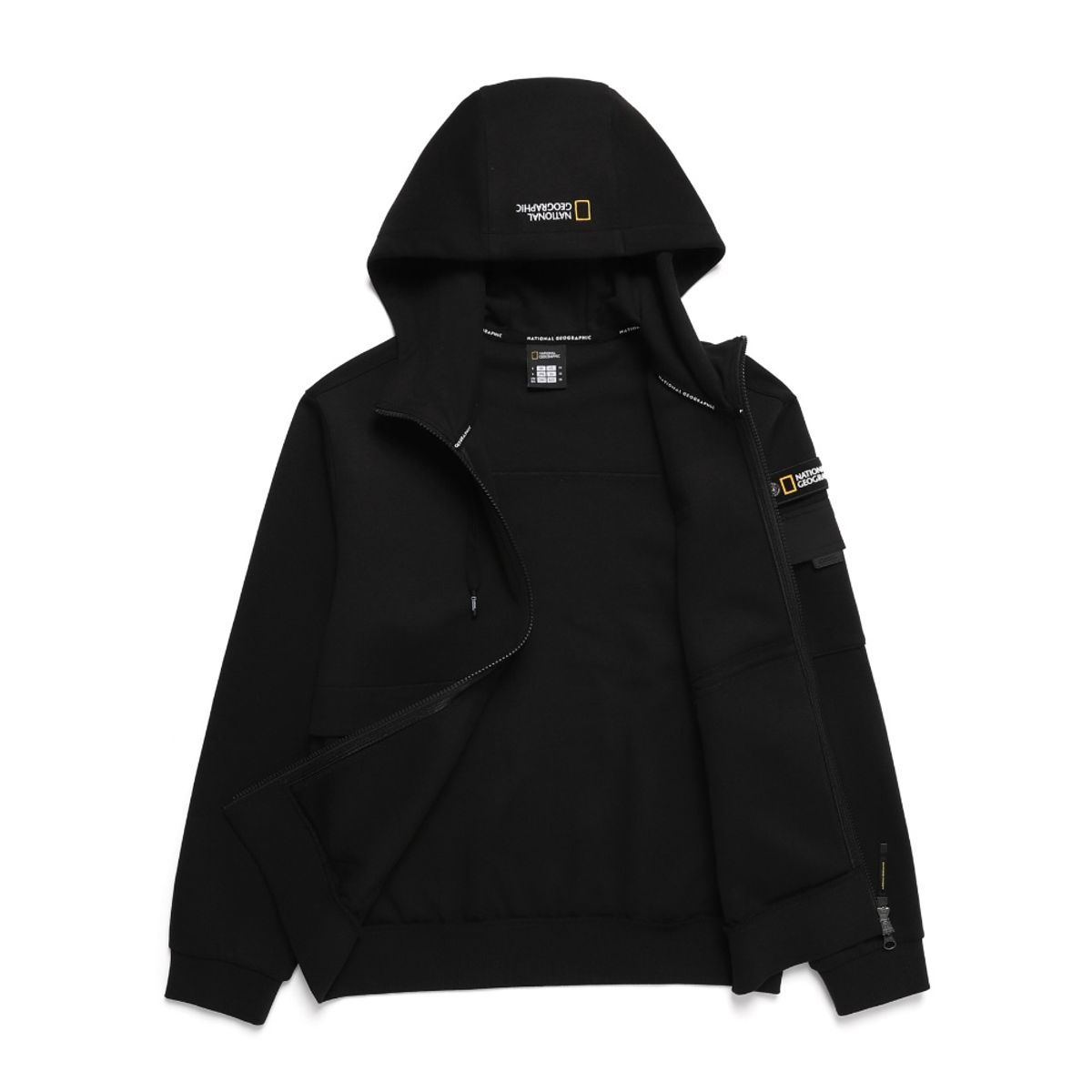 내셔널지오그래픽(NATIONALGEOGRAPHIC) N243UFT920 슐리언 소매포켓 트레이닝 후드 집업 CARBON BLACK
