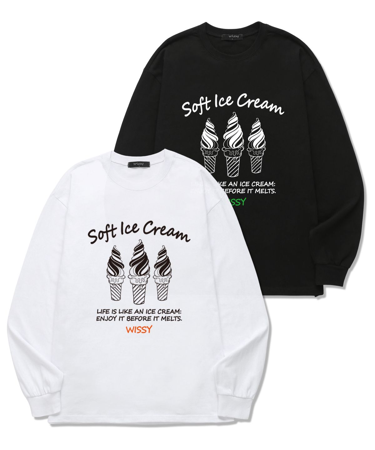 위씨(WISSY) Soft Ice Cream 긴팔 티셔츠 (WLS009) 블랙