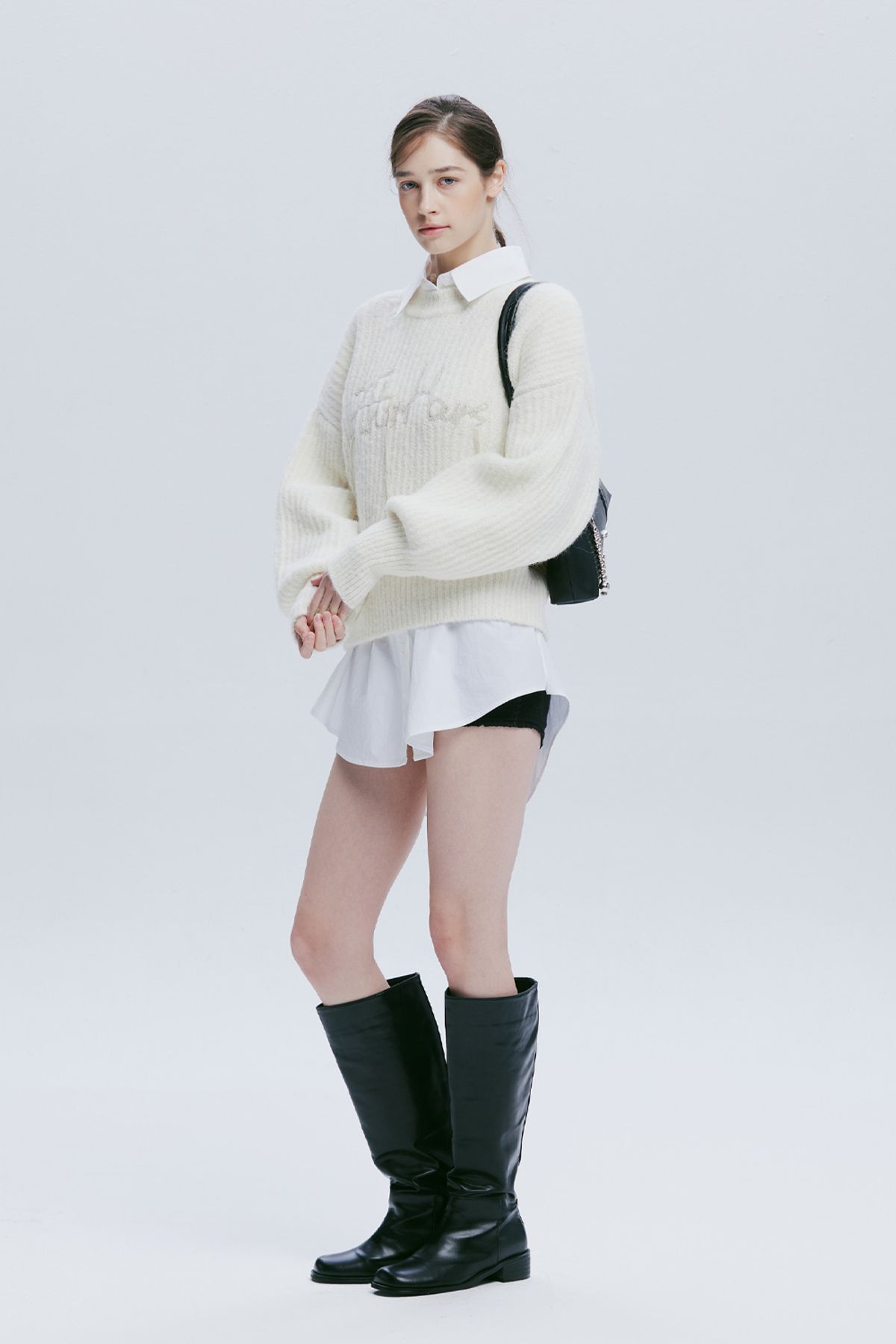 애프터아워즈(AFTERHOURS) PUFF SLEEVE ALPACA KNIT TOP (IVORY)