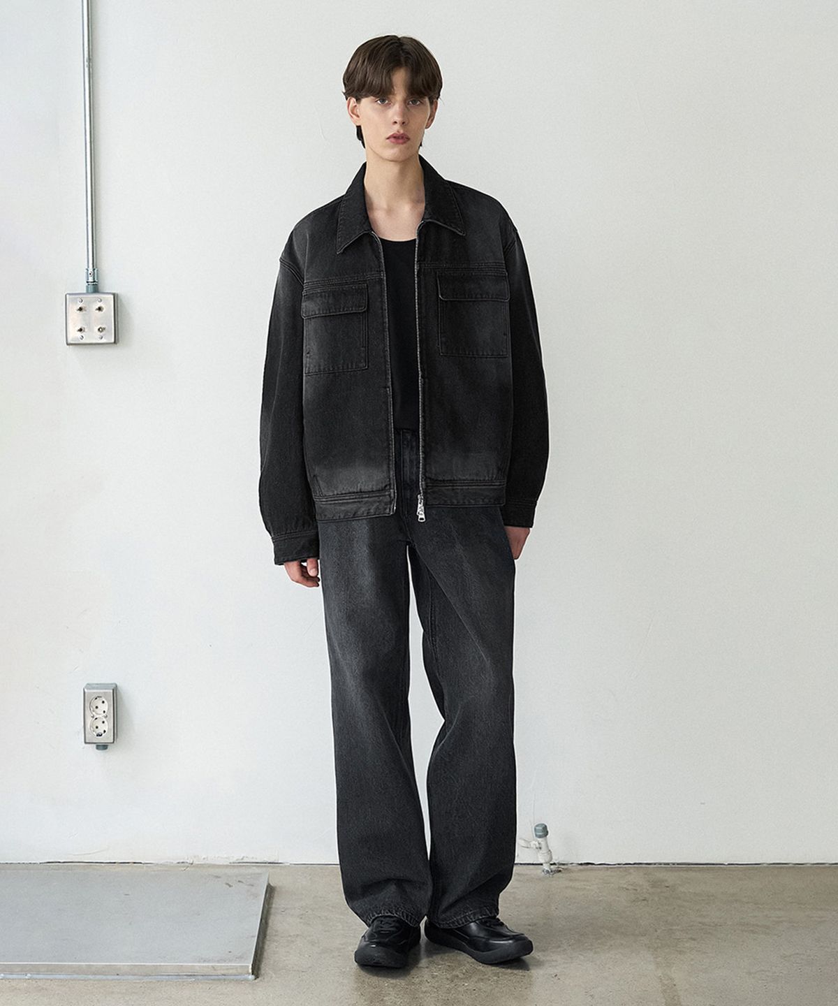 드로우핏(DRAW FIT) 실켓 코튼 U넥 롱슬리브 티셔츠 [BLACK]