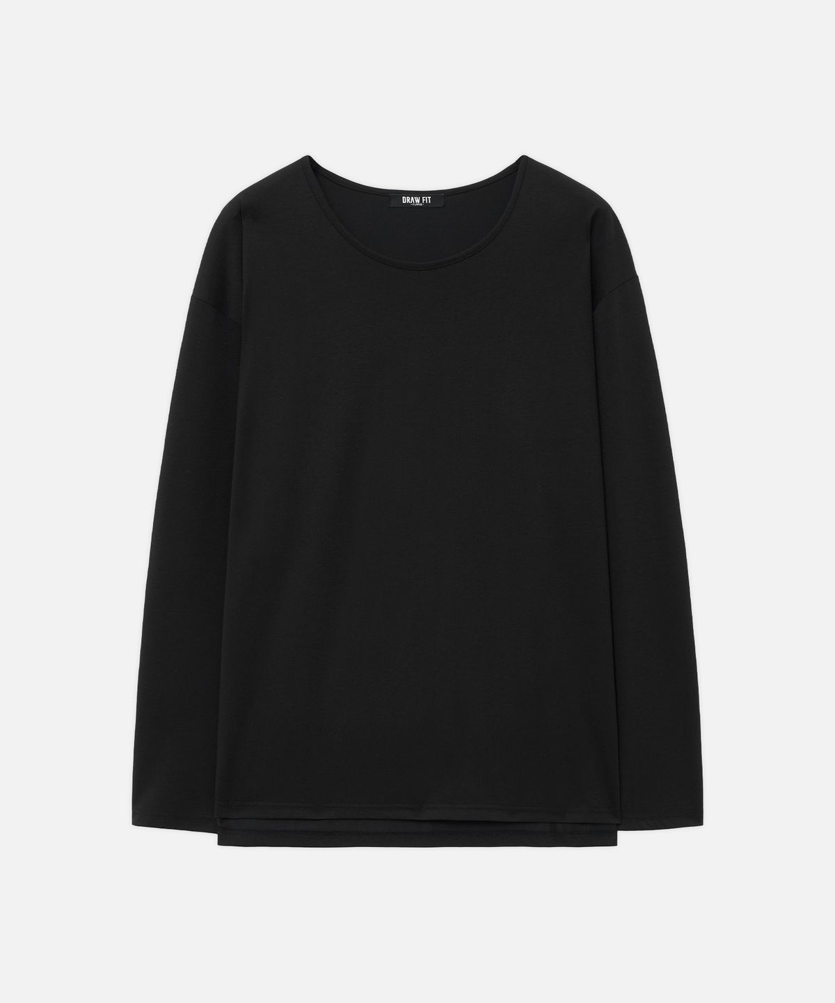 드로우핏(DRAW FIT) 실켓 코튼 U넥 롱슬리브 티셔츠 [BLACK]