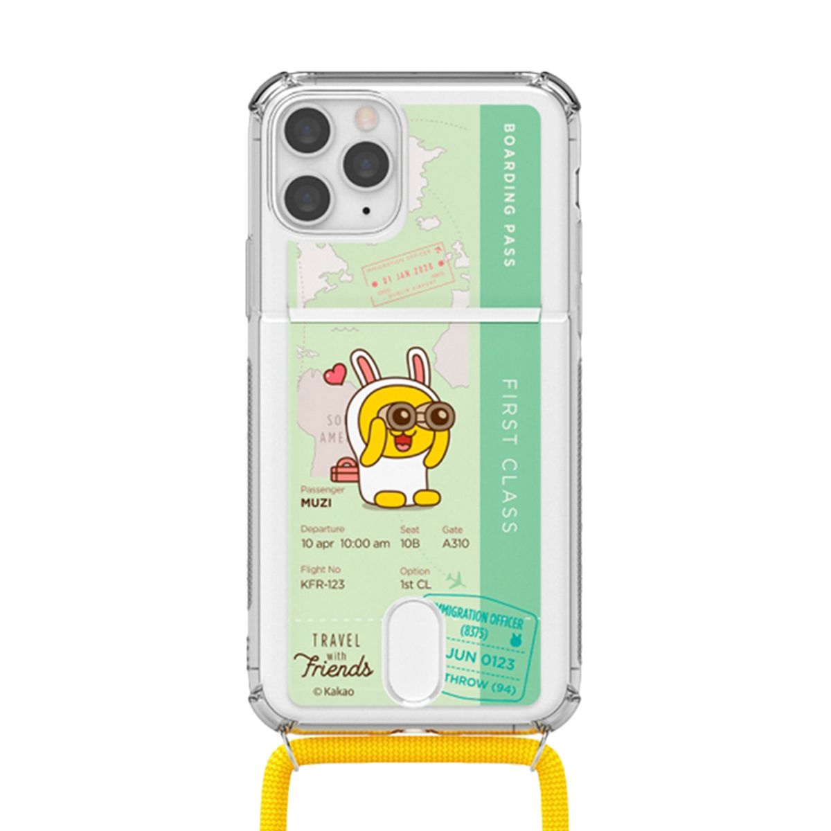 미스터마켓(MRMARKET) 카카오프렌즈 트래블 투명방탄 카드 목걸이케이스 갤럭시 아이폰