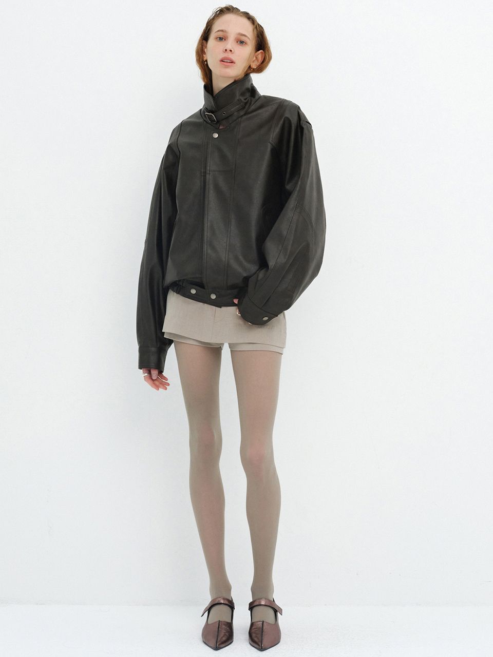 【mnem】Noki Crack Leather Jacket Cole Buxton | Cracked Leather Jacket | Black | Leather | Mens