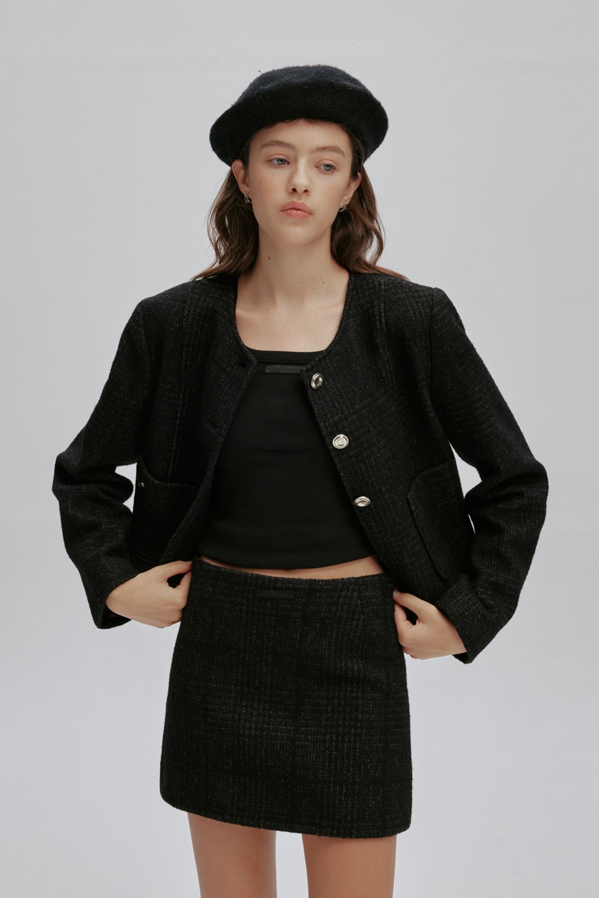 애프터아워즈(AFTERHOURS) CLASSIC WOOL MINI SKIRT (CHECK)