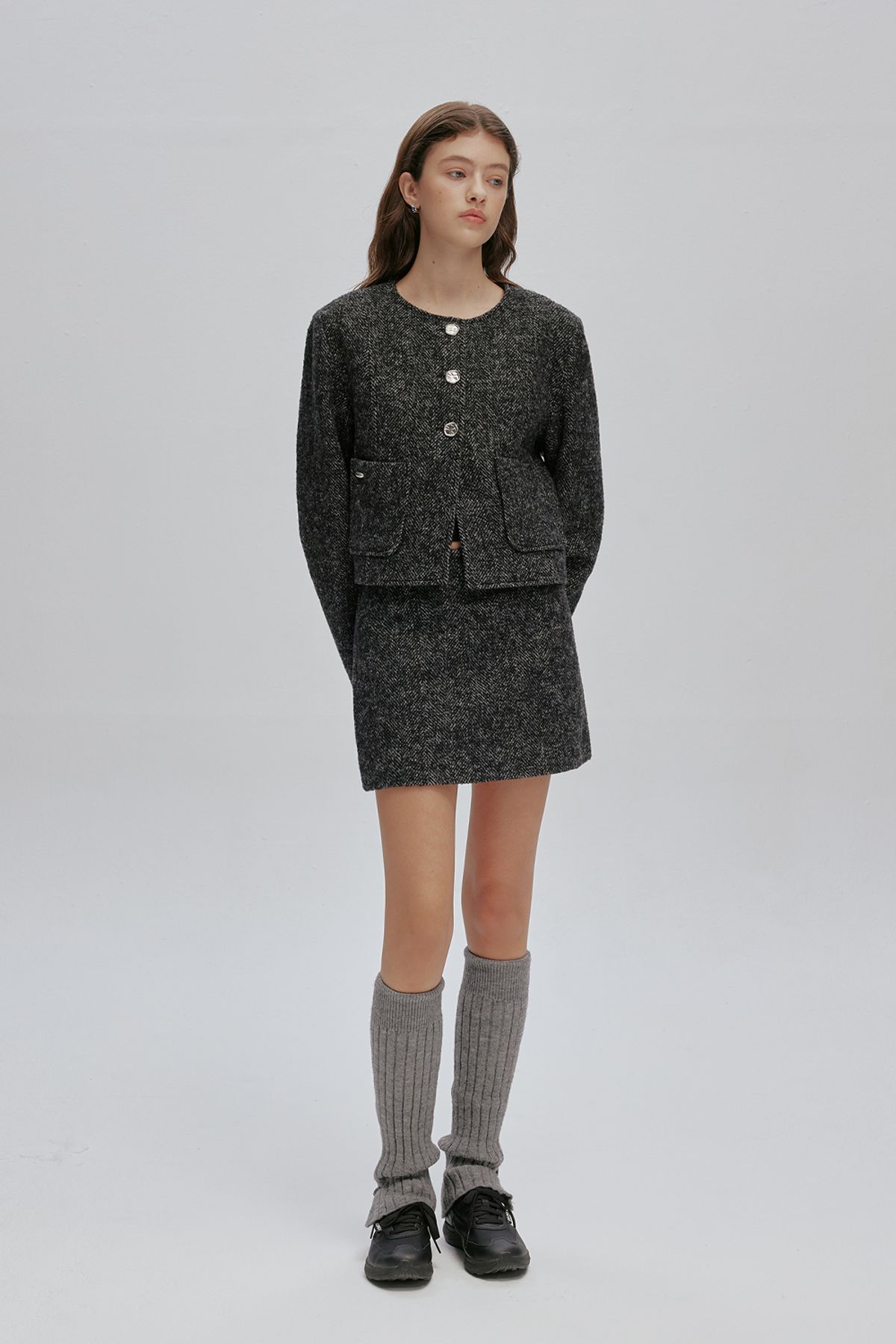 애프터아워즈(AFTERHOURS) CLASSIC WOOL MINI SKIRT (HERRINGBONE)